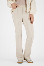 Flared Trousers with Stretch Waistband - Beige