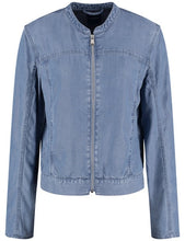 Lightweight Bomber Jacket in a Denim Look - Mid Blue
