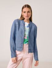 Lightweight Bomber Jacket in a Denim Look - Mid Blue