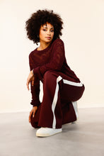 Burgundy Open Knit Jumper