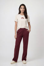 Burgundy Side Stripe Jersey Trousers
