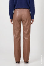 Faux Leather Straight Leg Trousers – Camel