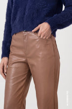 Faux Leather Straight Leg Trousers – Camel