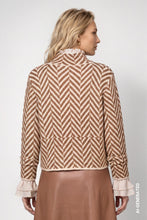 Herringbone Print High Neck Knit Top