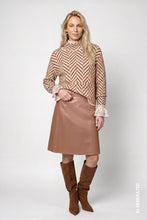 Herringbone Print High Neck Knit Top