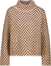 Herringbone Print High Neck Knit Top