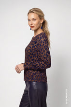 Animal Print Long Sleeve Top – Camel & Navy