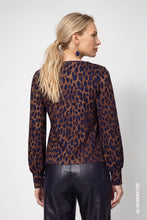 Animal Print Long Sleeve Top – Camel & Navy