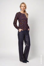 Animal Print Long Sleeve Top – Camel & Navy