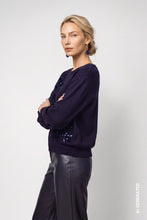 Navy Sequin Floral Embellished Jumper