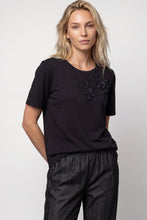 Black Embellished Floral T-Shirt