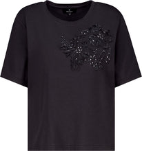 Black Embellished Floral T-Shirt