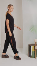 Black Wide-Leg Trousers with Contrast Trim