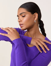 Ribbed Fine Knit Jumper - Violet