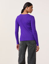 Ribbed Fine Knit Jumper - Violet