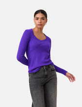 Ribbed Fine Knit Jumper - Violet