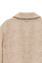 Oversized Wool-Blend Coat with Stretch - Beige