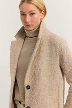 Oversized Wool-Blend Coat with Stretch - Beige