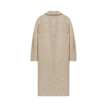 Oversized Wool-Blend Coat with Stretch - Beige