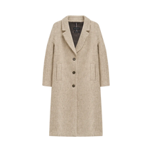 Oversized Wool-Blend Coat with Stretch - Beige