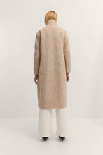 Oversized Wool-Blend Coat with Stretch - Beige